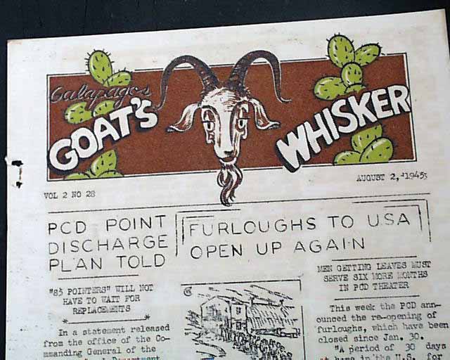 Military paper printed in the Galapagos Islands...
