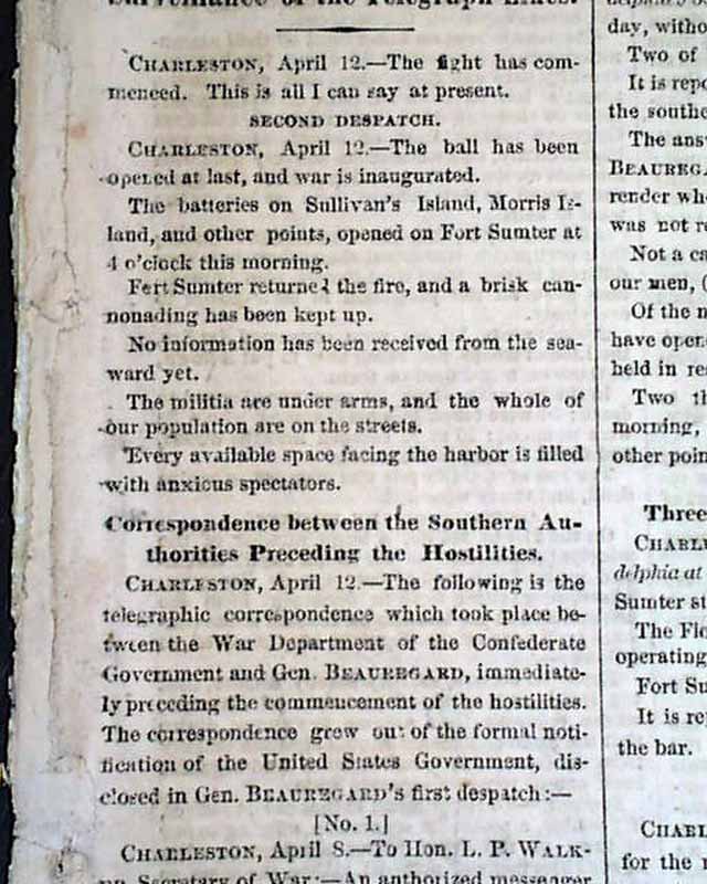 The Civil War begins... Graphically presented... - RareNewspapers.com