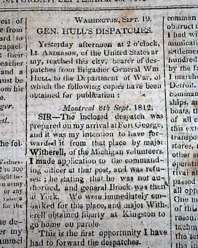 The fall of Detroit in the War of 1812...
