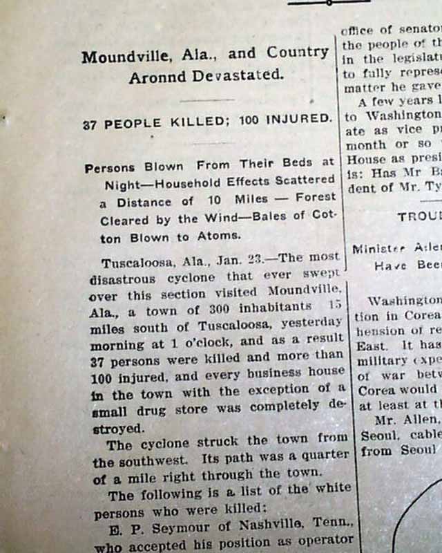 1904 Moundsville, Alabama tornado disaster.....