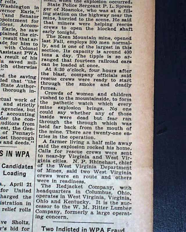 1938 Grundy, Virginia coal mine explosion.....
