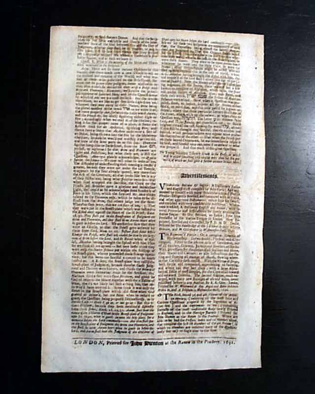 Gentleman's newspaper from 17th century England... - RareNewspapers.com