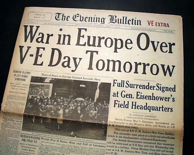 End of the war in Europe... - RareNewspapers.com