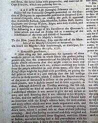 Georgia & South Carolina elect delegates to the Continental Congress..   Button Gwinnett...