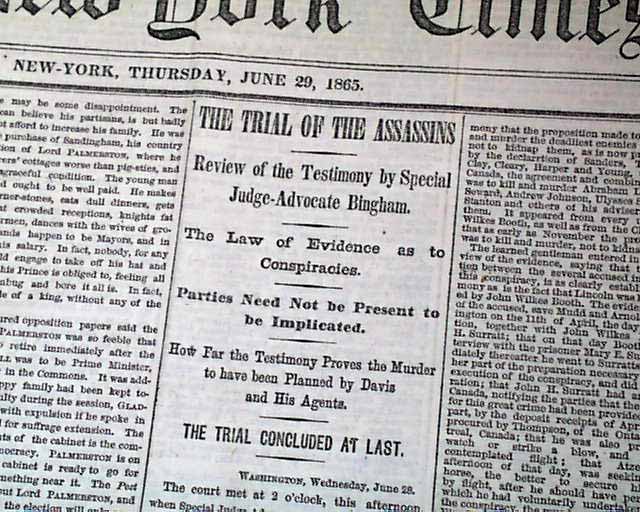 Trial of those who conspired to assassinate President Lincoln...