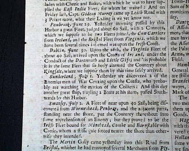 Early mention of American colonies...   Deaths from the Great Plague...
