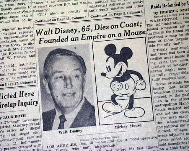 Death of Walt Disney... - RareNewspapers.com