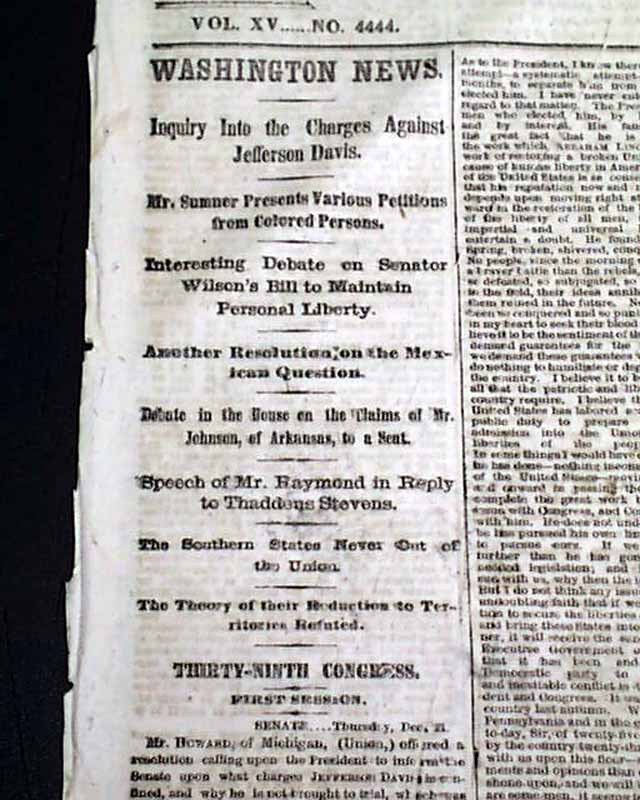 Reconstruction work...   The charges against Jefferson Davis...