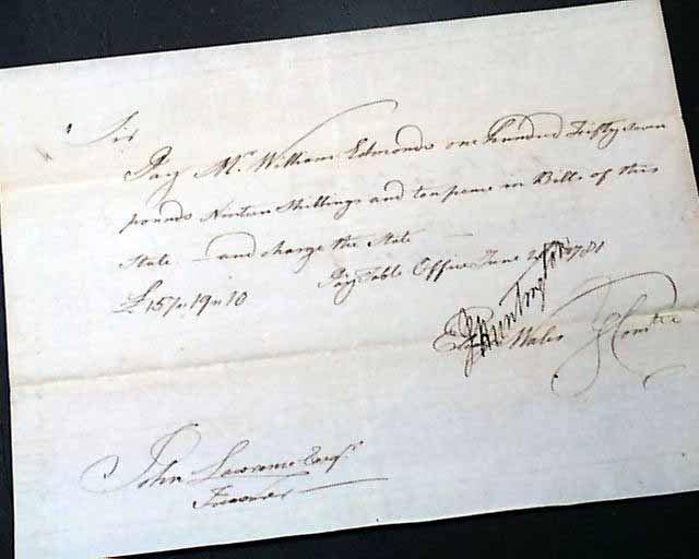 Revolutionary War pay document...