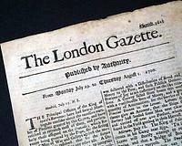 Genuine London Gazette newspaper from 1700...