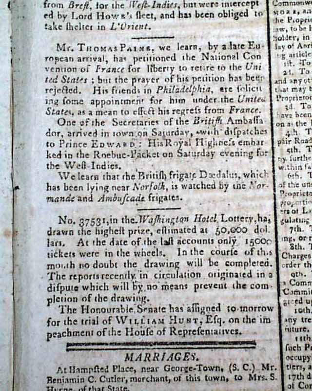 Thomas Paine attempts to leave France...