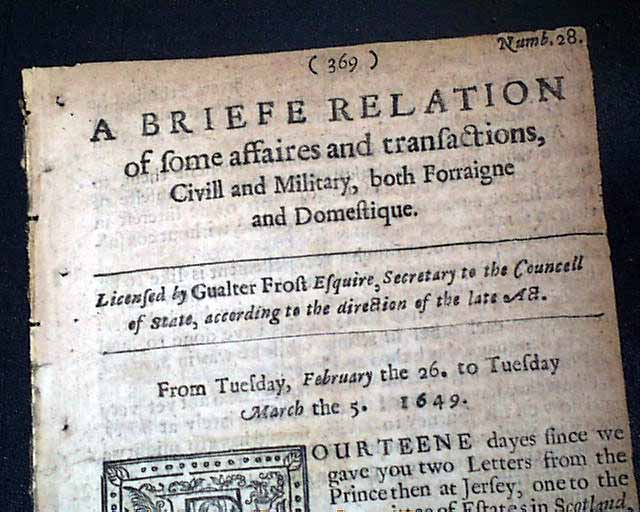 Rare 1649 newsbook/newspaper...  