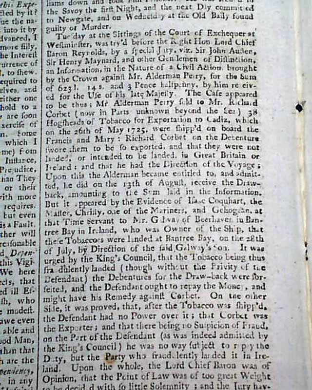 News of the day from 1734...