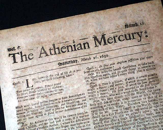 Very first of the advice column newspapers...