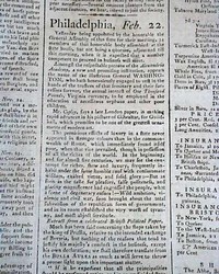 George Washington becomes a benefactor to the Alexandria Academy...  A tricorne hat advertisement...