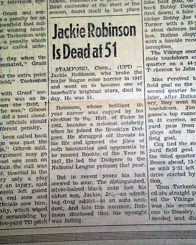 Death of Jackie Robinson 