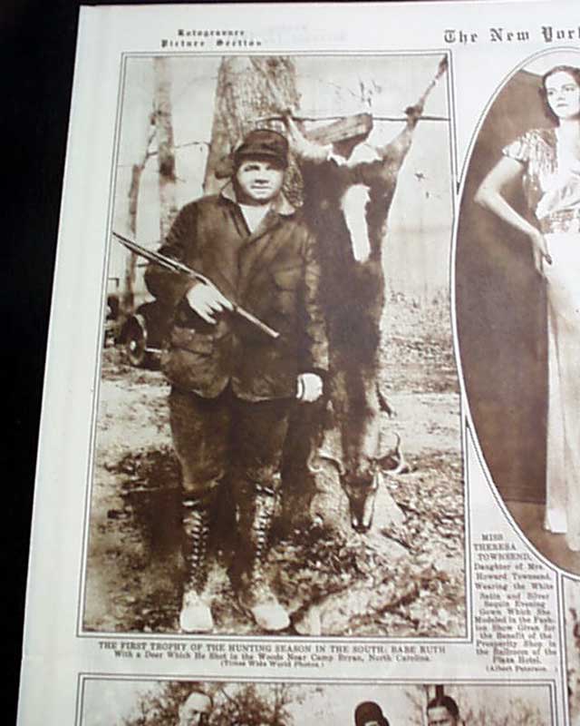 Babe Ruth deer hunting photo... - RareNewspapers.com