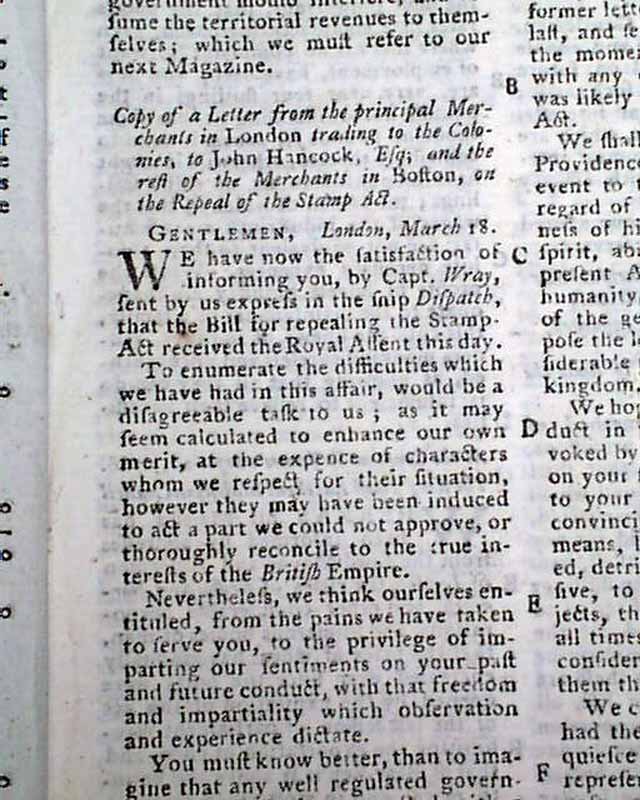 The "white" negro boy...  To John Hancock on the Stamp Act...  