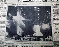 First flight of the Hindenburg to the U.S...
