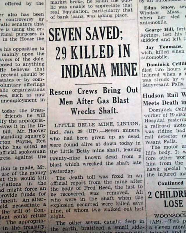 Linton IN coal mine disaster... - RareNewspapers.com