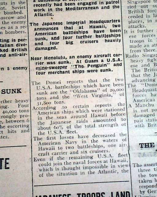 Pearl Harbor attack, in a Nazi newspaper...