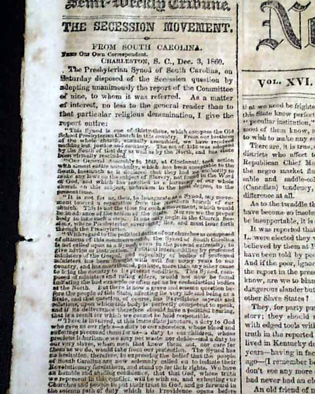 Buchanan's state-of-the-union address... The secession crisis...