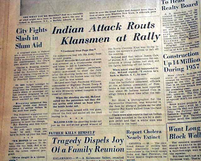 1958 Battle of Hayes Pond... KKK vs. Indians... - RareNewspapers.com