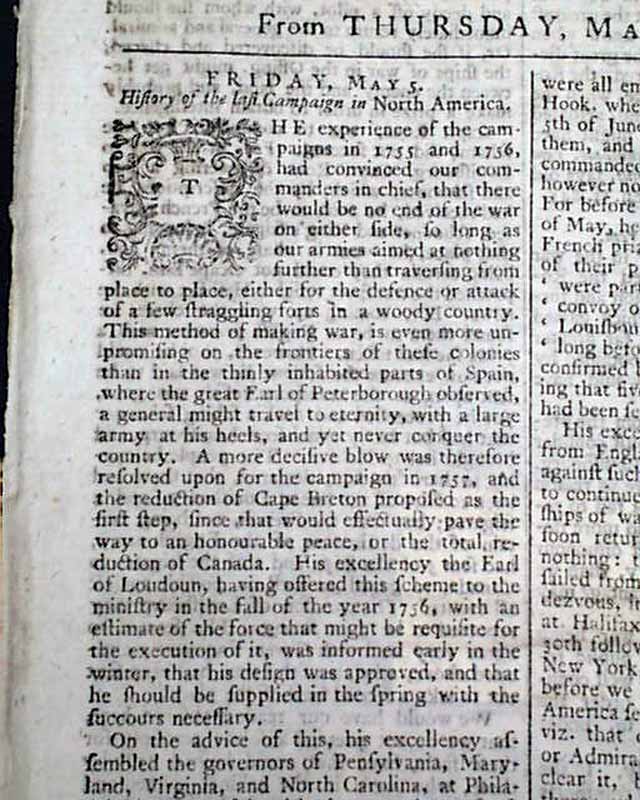 A great recap of the French & Indian War to this point...