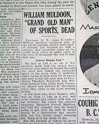 William Muldoon death... wrestling champion...