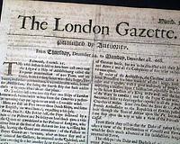 Genuine London Gazette newspaper from 1668...
