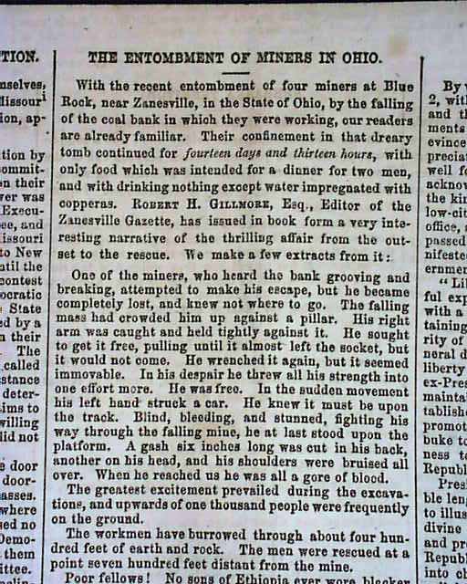 Zanesville OH Mine collapse in 1856...