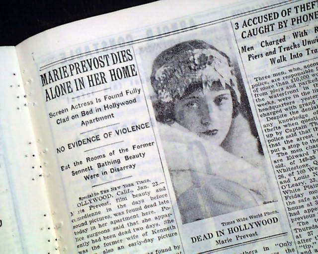 Marie Prevost death... movie actress... - RareNewspapers.com