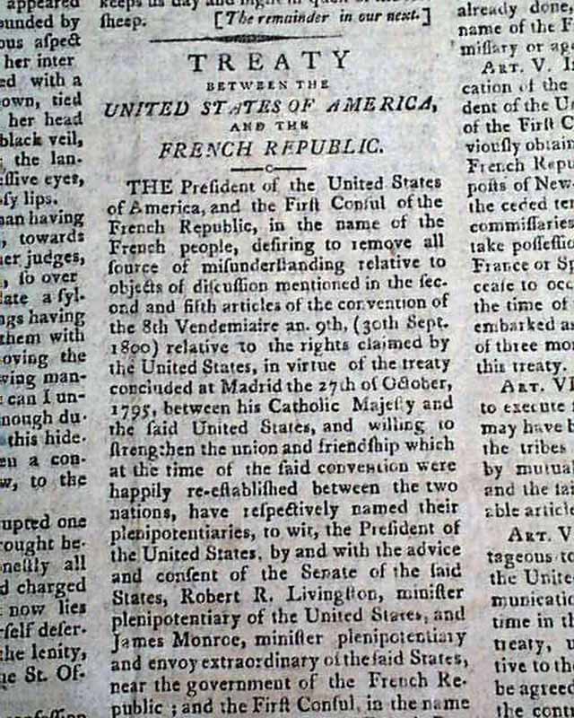 The Louisiana Purchase on the front page...   