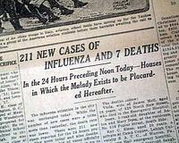 1918 Spanish Flu pandemic...