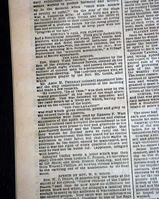 1870 voting rights for African Americans...... - RareNewspapers.com