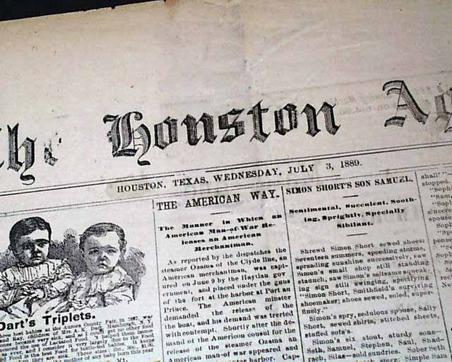 An early Houston newspaper...