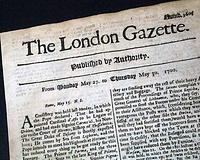 Genuine London Gazette newspaper from 1700...