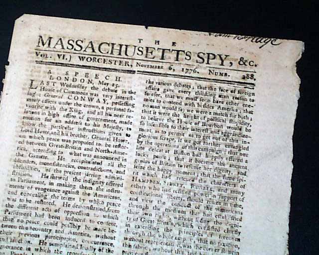 A very famous newspaper...  Fine issue on the battles of New York and Long Island...