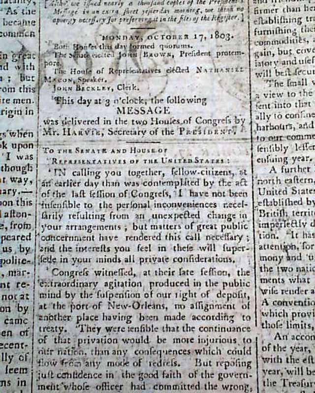 Thomas Jefferson on the Louisiana Purchase...