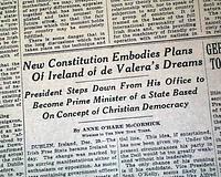 Enactment of the 1937 Irish Constitution...