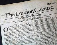 Genuine London Gazette newspaper from 1674...