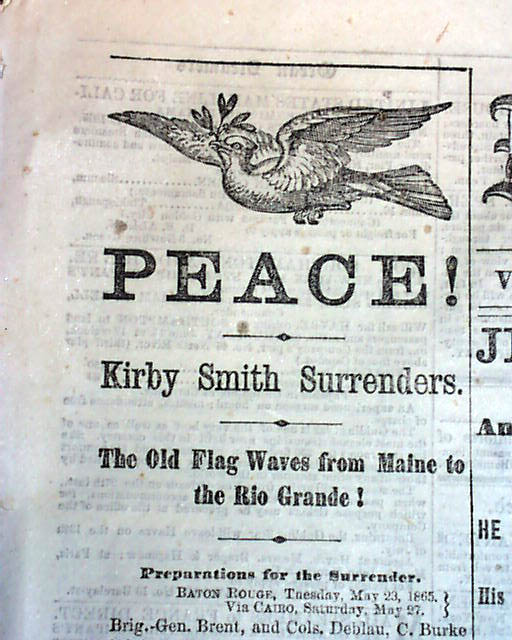 Confederate General Kirby Smith Surrenders... - RareNewspapers.com