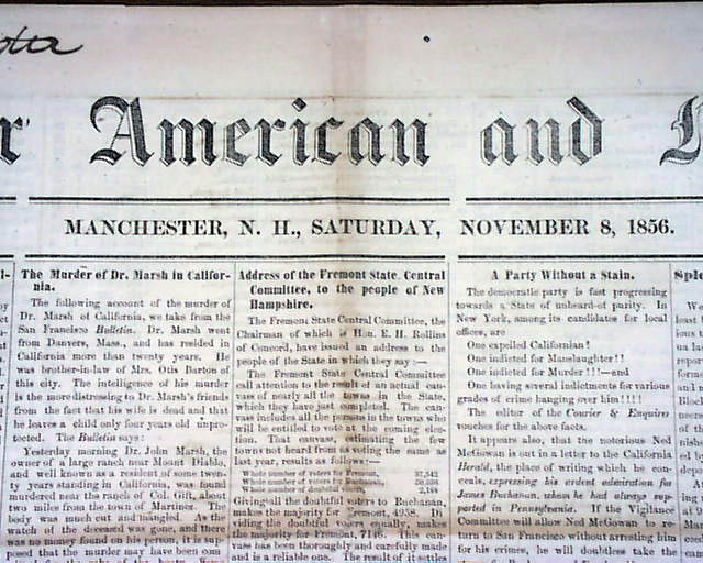 Buchanan wins the election in 1856... - RareNewspapers.com