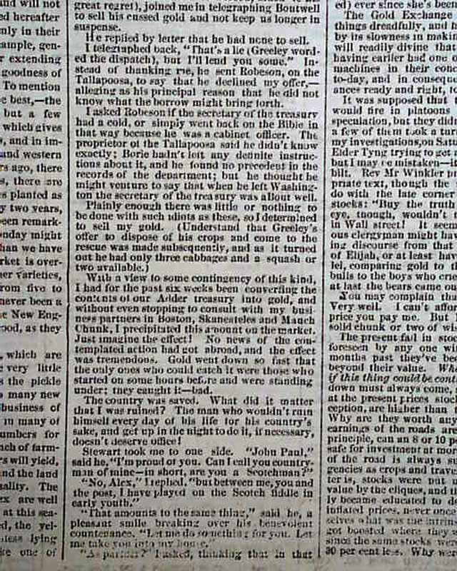 Panic on Wall Street in 1869... - RareNewspapers.com