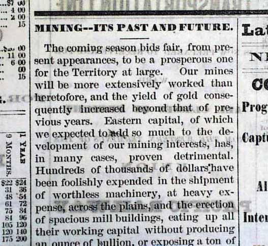 1867 Rare Denver Colorado Mining Biography