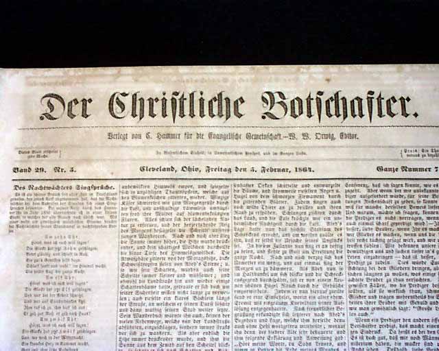 German language Ohio newspaper from the Civil War...