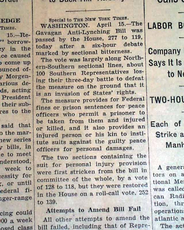 1937 Gavagan Anti-lynching bill... - RareNewspapers.com