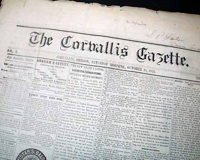 Corvallis, Oregon...  Building the new capitol building...