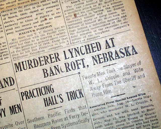 1907 Bancroft, Nebraska lynching...