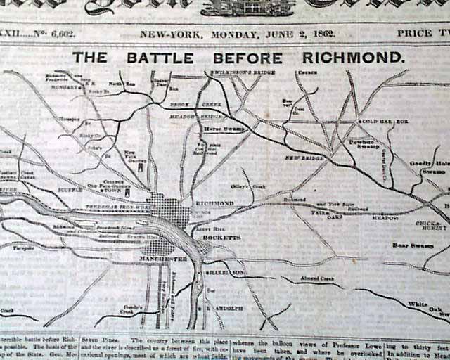 Battle of Seven Pines...   Civil War map...